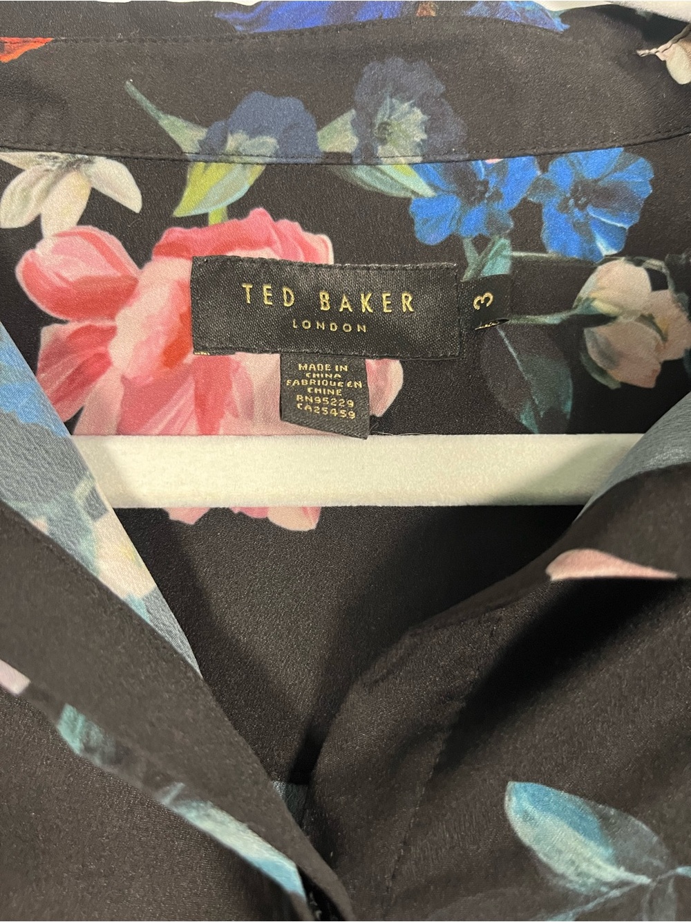 Ted baker London ebonny sandalwood floral print long sleeve blouse US SZ 8/M - Picture 5 of 11